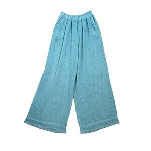 Marisima Italy Wide Leg Fringe Pockets One Size Pants Pastel Green Boho